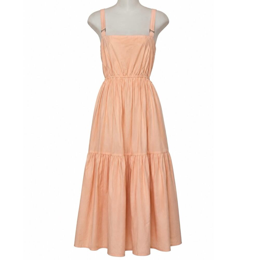 Lusana 100% Cotton Poplin Ruffle Strap Dress Women’s Sz 4 Light Orange